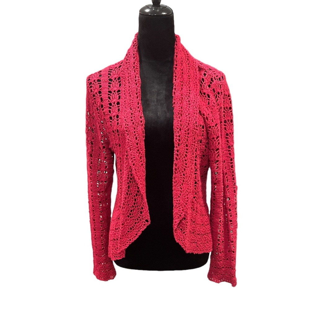 Chadwick’s Mulberry Crochet Open-front Cardigan L